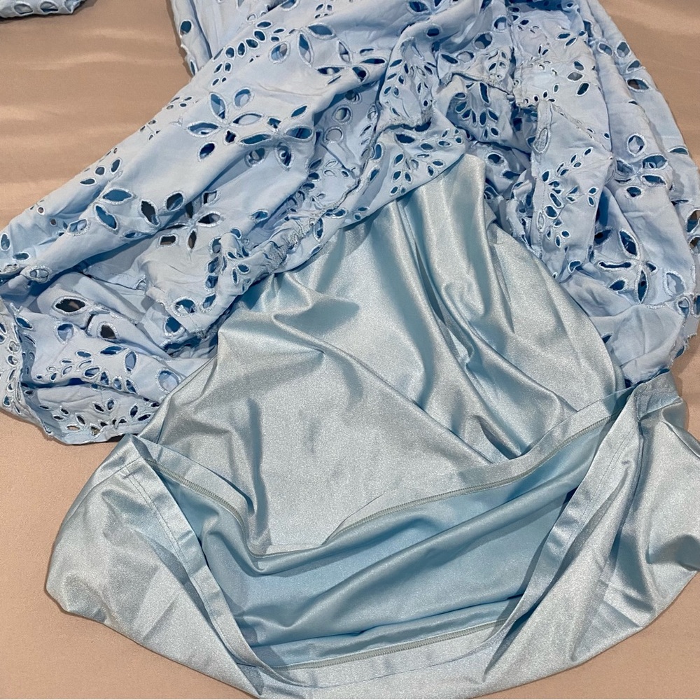 LILLY PULITZER Zia Long Sleeve Eyelet Midi Dress in Hydra Blue - Picture 10 of 16